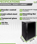 Heavy Duty 15U Wall Mount Server Rack Cabinet With Locking Glass Door 17.7 Deep 19 Inch IT Equipment specifications