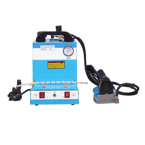 Heavy Duty Commercial Steam Iron And Pro Grade Fabric Steamer With 1600 Watt Boiler For Curtain Shops Pumping Out Non Stop High Pressure Steam Power Every Single Day, blue steam boiler model 750.
