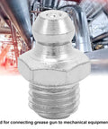 10 Pack Grease Nipple Fittings In Plated Steel, Leak Proof M8 Straight displayed against industrial pipes background