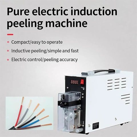 Compact Pure Electric Induction Peeling Machine with precise digital controls for efficient wire stripping tasks.