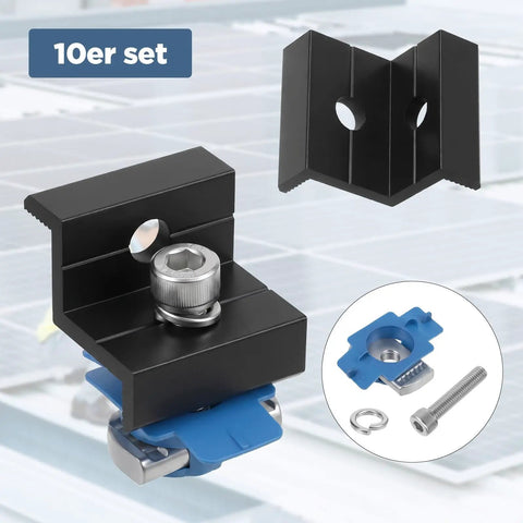 10 Piece Solar Panel End Clamps Mounting Kit For Unistrut And Aluminum Rails 30mm And 35mm With Nuts Bolts And Wrench Easy Install