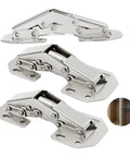Rotating Concealed Cabinet Hinges For Doors No Drill Invisible Hinge with cold-rolled steel and hydraulic action, shown in silver finish.