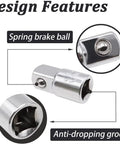 Heavy Duty Half Inch Drive Female To Three Eighth Male Impact Socket Adapter Built Like A Tank With Heat Treated Chrome Vanadium Steel showing design features.