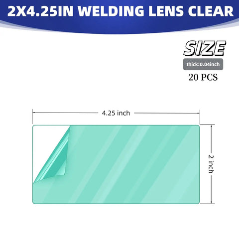 20 Piece Universal Welding Helmet Hood Replacement Clear Lens Covers 2x4.25 Inch Pro Grade Optical Polycarbonate Lenses For Eye Safety And Debris Protection Shields