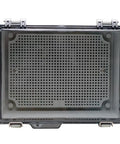 Rugged Outdoor Waterproof Electrical Junction Box With IP67 Weatherproof ABS Enclosure And Hinged Cover, front view, clear ABS, 8.6x6.7x4.3 inches