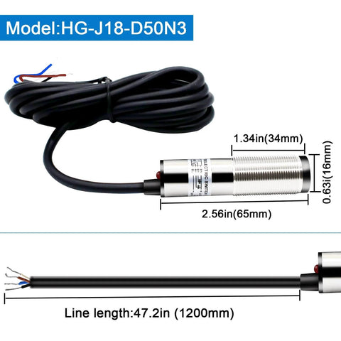 Laser Photoelectric Switch Sensor NPN NO And NC Four Wire Ten To Thirty Volt DC Input Twelve And Twenty Four Volt DC Compatible Detection Range Eight To Fifty Centimeters Fast One Millisecond Response HG18 D50N3