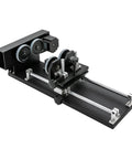 Heavy Duty Carving Rotary Axis Kit With Reliable 2 Phase Motor And Quick 10 To 200 RPM Swaps For Top Tier DIY Etching Jobs On 50W Up To 130W Laser Machines showing the base, motor, and pulleys.