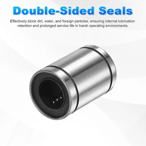 LM12UU Linear Ball Bearing, 12mm Bore, 21mm Outer Diameter, 30mm Length, double-sided rubber sealed, for CNC and 3D printers