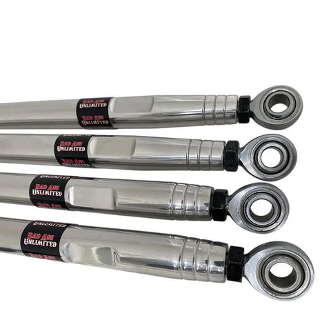 RZR XP Turbo Heavy Duty Radius Rods Rear Arms Upgrade Kit For Off Road UTVs, 12mm Bolts, 5x Stronger Than Stock, polished aluminum rods with rod ends