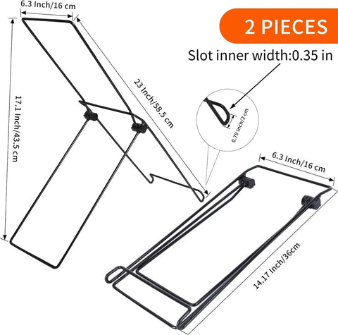 Two Pack Portable Folding Solar Panel Stand No Fixed Install Required Sturdy Lightweight Design Fits Panels Under Point Three Five Inches Thick Easy To Carry And Quick Setup For Camping RV Off Grid Power; dimensions labeled