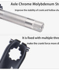 Axle and threads of Gravel Grinder Bike Crankset 170mm Hollow Integrated 42T Single Chainring shown in chrome molybdenum steel