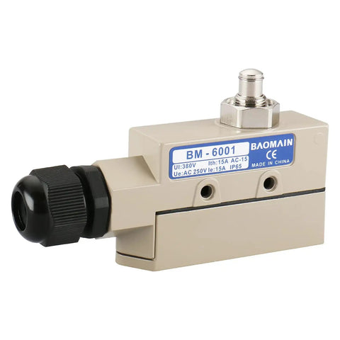 Sealed TZ-6001 Limit Switch Pack of 2, Built-Tough 15A 250VAC Micro Switch With Plunger Actuator, IP65 waterproof
