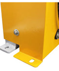 Close-up of Pro Grade Hydraulic Oil Cooler And Heat Exchanger With Dual Fans DC24V Operation Radiator, yellow corner detail.