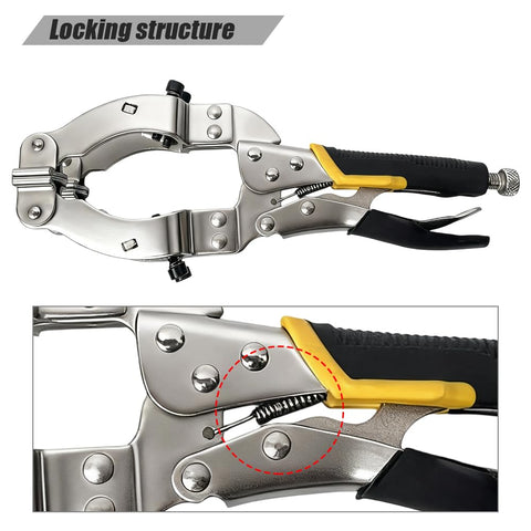 Close-up of Locking C Clamp Pipe And Tube Clamp With Four Non Slip Pads 11 Inch Heavy Duty Adjustable Welding Clamp