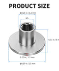 Legit 30 Pack M5 Round Base T Nuts Delivering Clean 8mm Height Alongside A 15mm Flange Diameter Forged From Heavy Duty Carbon Steel built for stress free slide in assembly, showcasing precise sizing and dimensions.
