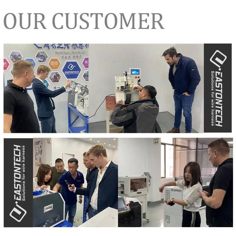 Heavy Duty Automatic Wire Stripping And Cutting Machine For 0.1 To 8Mm2 Cable Awg 8 To 32 shown during customer demonstrations at Eastontech.
