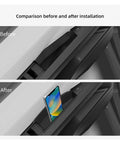 High Quality Abs Door Handle Storage Box For Tesla Cybertruck 2024 Dash Console Organizer Tray showing before and after installation.