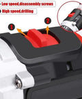 Dial switch of Heavy Duty Workhorse Cordless Drill Driver Set With Brushless Motor for speed control.