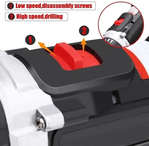 Dial switch of Heavy Duty Workhorse Cordless Drill Driver Set With Brushless Motor for speed control.