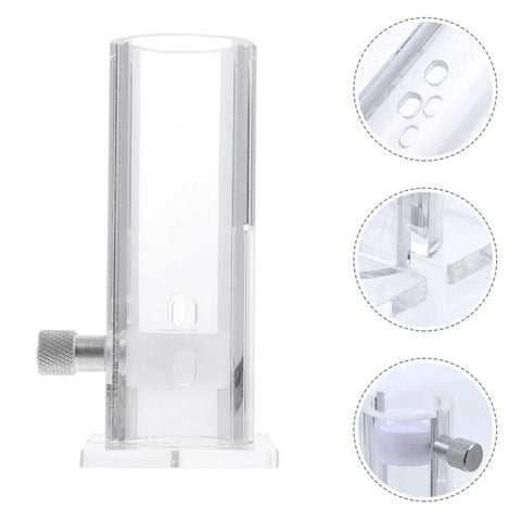 Top Shelf Transparent Acrylic Mouse Restrainer And Solid Lab Animal Holding Tube For 35 To 45 Gram Mice with front adjustment knob.