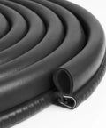Automotive weather stripping door seal, 20 ft, black rubber with side bulb, coiled view