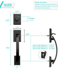 Oil Rubbed Bronze Double Door Handleset With Lever On One Side And Dummy On The Other For Front Or Office Doors Keyed Entry And Dummy Lock Set Heavy Duty Construction EZ Install dimensions.