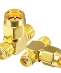 Male To Dual SMA Female RF Splitter Adapter 2 Way Y Type Combiner For SDR Receiver And Signal Monitoring, Gold Plated 50 Ohm Coax Connector, Test Bench Pack Of 2 close up