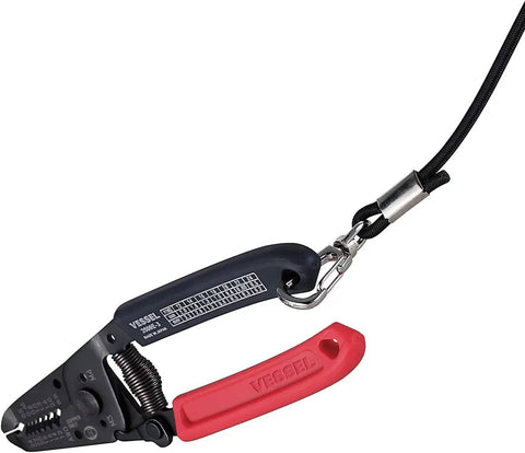 Wire Stripper With Screw Cutter For Electrician Skill Tests, Pro Grade Japanese Tool With Easy Grip, red and black grips