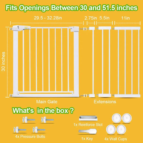 Adjustable Baby Gate For Doorways And Stairs 30 To 51.5 Inches Walk Through Gate components and hardware included
