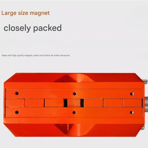 Smooth Operator Heavy Duty Manual Magnetic Lifter With Rock Solid On Off Handle and Wide V Groove for Grip, showing top view with closely packed magnets.