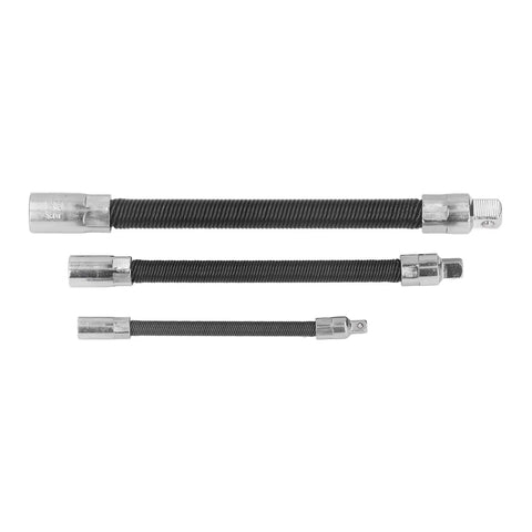 Top Notch Flexible Extension Bar With Magnetic Hold For Tight Spots Durable Spring Steel Auto Repair Kit In 1/4 3/8 And 1/2 Inch Sizes, three sizes