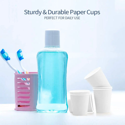 4 Oz Espresso Shot Cups Set 300 Pack White Mini Paper Cups For Coffee Tasting And Drink Samples next to mouthwash bottle