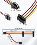 ATX 6Pin To Dual 15Pin SATA Power Cable With Mini 4Pin Optical Drive Connector Extension For Desktop PCs, 50cm cable