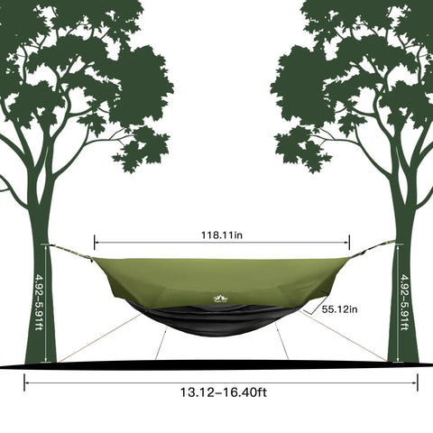 4 In 1 Camping Hammock Tent With Rain Fly And Mosquito Net For Adults, Ultra Lightweight Portable Shelter dimensions diagram
