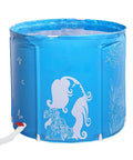 Freestanding 31 Inch Soaking Tub For Home Spa And Ice Bath Space Saving Bathtub For Small Shower Stall in blue with design