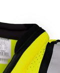Class 2 High Visibility Safety Vest In Neon Green With Hella Breathable Mesh Back And No Sweat Neck Padding For Heavy Duty Construction Sites Demanding Top Tier ANSI Compliance close-up showing mesh and collar details.