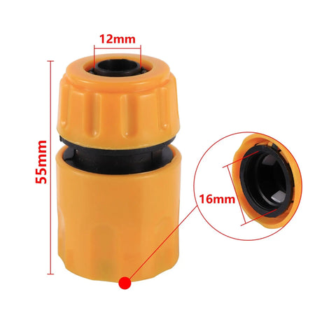 Premium Garden Hose Connector Kit With Quick Connect Repair Fitment For 12 16 And 25 Mm Pipes Including 1 2 5 8 And 1 Inch Sizes Made With Durable Plastic In Bright Yellow And Gray For Easy Plumbing Fixups 12mm 16mm connector