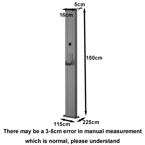 Built Tough As Nails Waterproof EV Charger Holder Cast From Rust Resistant Galvanized Steel, vertical view with dimensions shown.