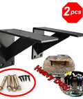 Heavy Duty Wall Mounted Shelf Brackets With Bullet Proof Triangular Steel Frame For Countertops And Floating Shelves Rust Resistant Matte Black Finish, 2 pcs.