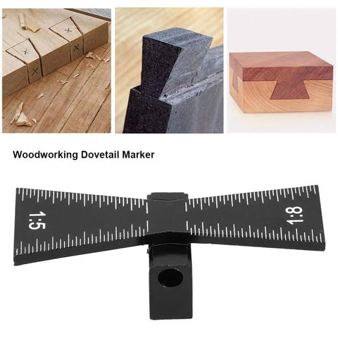 Heavy Duty Aluminum Alloy Dovetail Marking Gauge And Woodworking Scriber Ruler For Cork And Solid Hardwood Joinery Featuring Hella Precise Scale Etchings With A No Fuss Design; shown at an angle with engraved measurements.