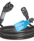 Heavy Duty 21Feet J1772 EV Charger Extension Cord 32 Amp SAE J1772 Extension Cable shown coiled with connectors