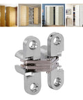 Hidden Door Hinges Four Pack Concealed Cross Hinge 180 Degree For Cabinet Doors Overlay Fit Stainless Steel