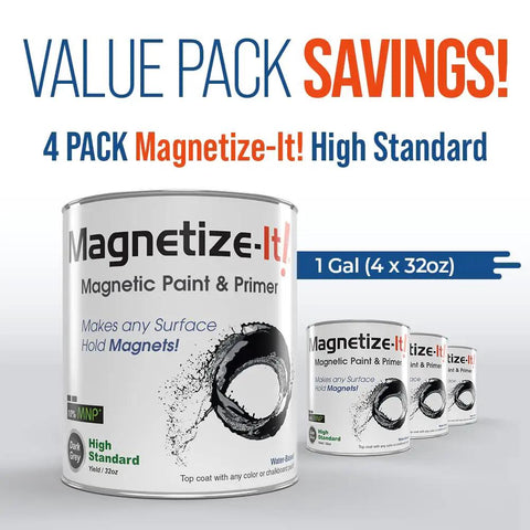 Magnetic Paint And Primer Water Based High Yield 32oz 4 Pack Grey Turn Any Surface Into A Magnet Wall For Kids Artwork