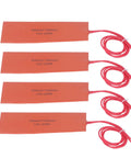Set of 4 Flexible Silicone Heating Pads With NiCr Alloy Element, Heavy Duty Industrial Thermal Mats for Equipment, 12V 20W, 200 C Temperature Resistance, Fast Heat Transfer, 50mm x 150mm