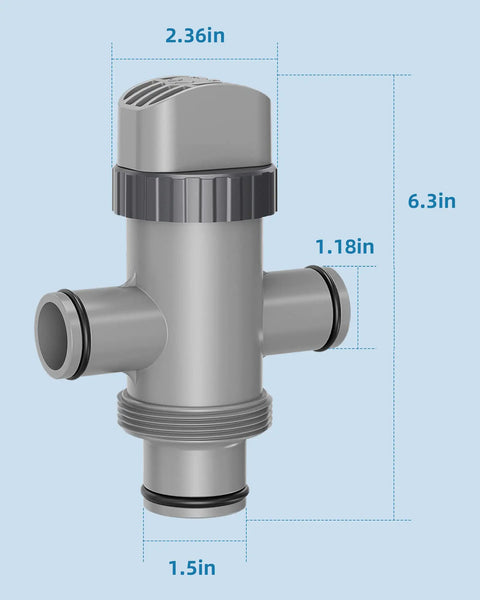 Dual Split Hose Plunger Valve For Intex Pool Systems No Fuss Flow Control Reduces Pump Suction Vacuum Ready Opens And Closes Water To Filtration Installation Kit With O Rings, 6.3in gray plastic