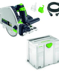 Killer 1200W Plunge Cut Circular Saw With Blazing 5200 RPM Speed And Compact Build For Nailing Dead Straight Door Trims Up To 55mm On Guide Rails With Zero Drama Or Mess, compact design with blade and accessories.