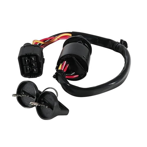 Tough As Nails Motorcycle Ignition Key Switch Lock Kit Works With 2009 To 2025 Models With Super Easy Install And Reliable Engine Start Control For Cruisers And ATVs Securing Your Ride And Running Smooth Without Issues Ever Again Now. Black wired ignition switch with keys