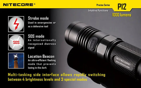 P12 2015 Version 1000 Lumens Tactical Flashlight With CREE XM L2 U2 LED Waterproof Aluminum Torch features and modes