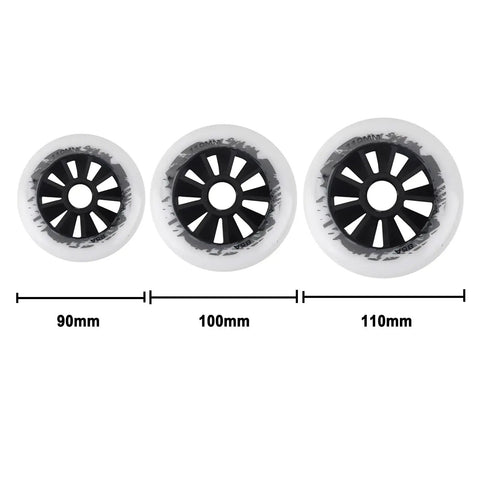 Replacement Inline Skate Wheels 85A Hardness For Speed Skating 90mm 100mm 110mm Roller Blade Wheels Three Fourths Pack in white