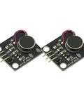 Two Pack PWM Vibration Motor Switch Module 5V DC For Arduino Mega 2560 R3 DIY Kit With 9000 RPM Minimum Silent Vibe Indicator Dual Vibration Motors Easy Connect For Prototyping And Microcontroller Projects, two black PCB modules